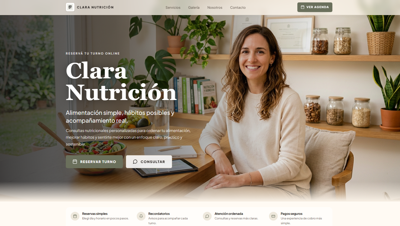 Página propia de un profesional en Tienda Link Servicios